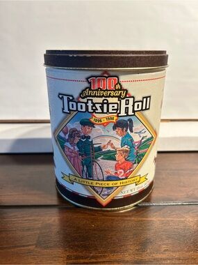 Tootsie Roll 100th Anniversary Decorative Storage Tin - Cream & Brown